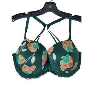Auden Womens Green Floral Lace Underwire Bra Size‎ 34D GUC